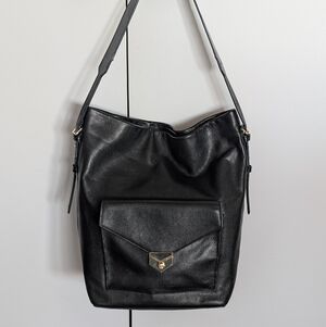 Stella & Dot Black Leather Bucket Bag